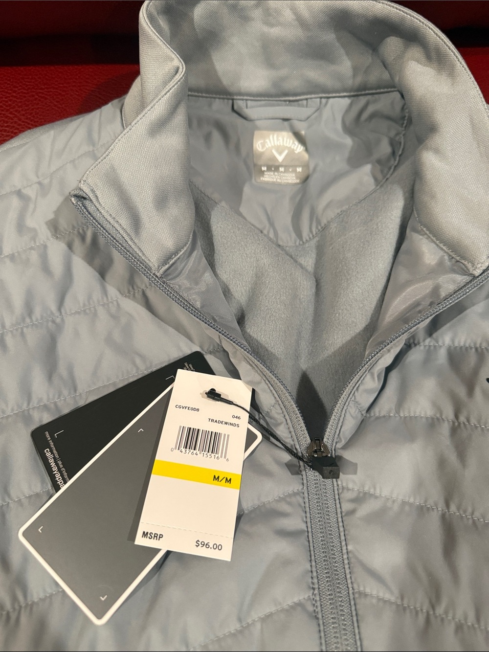 Callaway Light Gray Quilted Packable Jacket